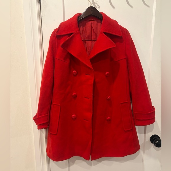 Vintage Jackets & Blazers - Vintage 60s Red Women's Double-Breasted wool Peacoat Jacket